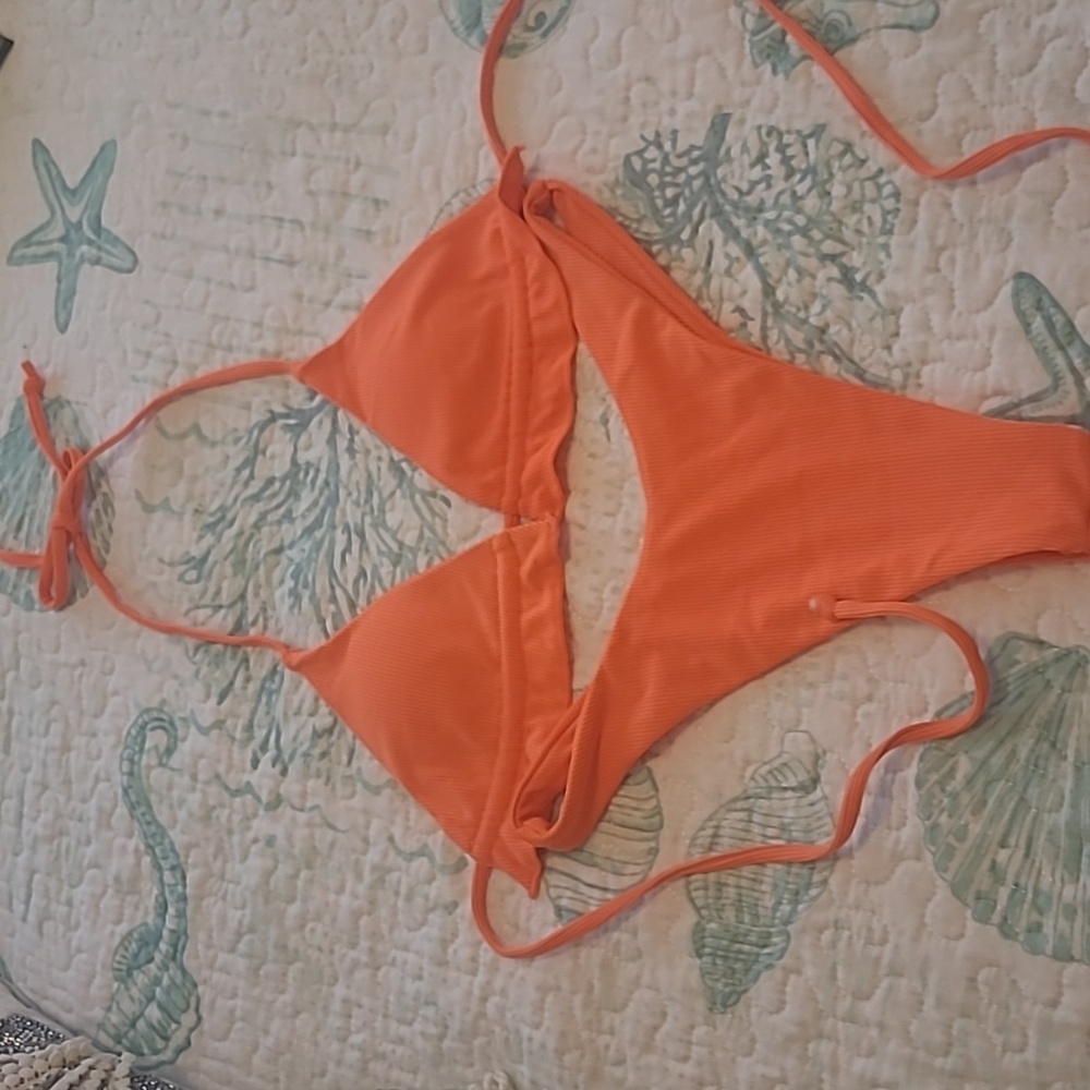 New orange v cut bikiniand bright yellow